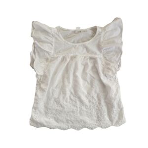 GAP White Ruffle Sleeve Top